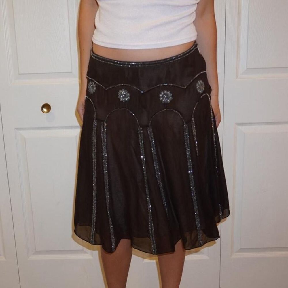 American-vintage Women's Black and Brown Skirt